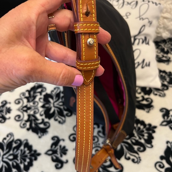 Dooney & Bourke Black Nylon Shoulder Bag with Brown Leather Trim - Picture 3 of 5